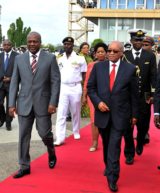 President Zuma and Ghanaian President Dramani Mahama at the end of his State visit in Ghana. Source: GCIS