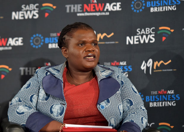Communications Minister Faith Muthambi addresses The New Age (TNA) Breakfast Meeting on Digital Migration Rollout at Hilton Hotel in Sandton.