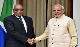 President Zuma with Indian Prime Minister Narend Modi ahead of the Third India Africa Forum Summit. GCIS