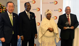 UN Secretary-General Ban ki-Moon, AU Commissioner Nkosazana Dlamini Zuma and President Zuma at the AU Summit
