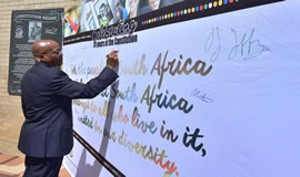 President Zuma signs a pledge on the 20th anniversary of SA's Constitution in Sharpeville. GCIS