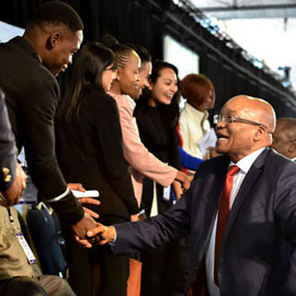 President Zuma greeting young entrepreneurs on Youth Day