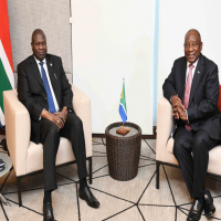 President Cyril Ramaphosa in a meeting with Dr Riek Machar Teny, First Vice President of the Republic of South Sudan.