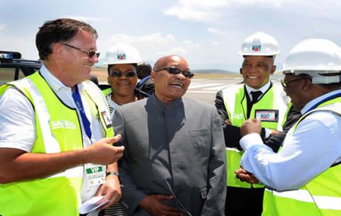 President Zuma with Energy Minister Ben Martins at the newly built runway at Umthatha airport. Source: GCIS