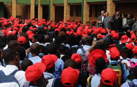 President Jacob Zuma launching the Integrated School Health Programme (ISHP) at Chipa Tabane Secondary School in Refilwe, Cullinan. Source: GCIS