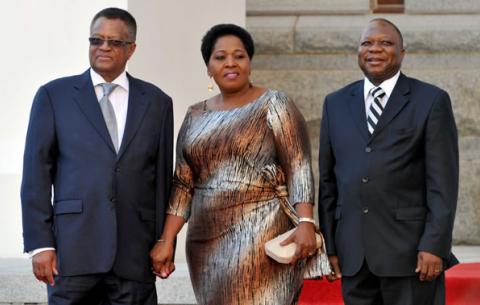 National Assembly Speaker Max Sisulu, Bongi Zuma and NCOP chairman Mninwa Mahlangu. Source: GCIS