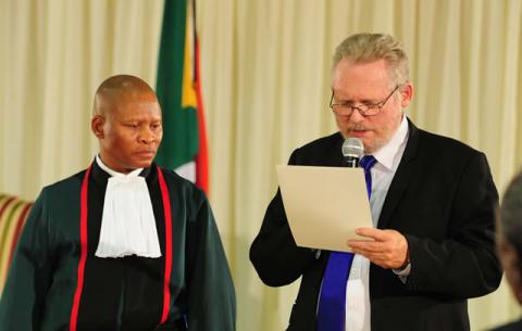 Minister of Trade and Industry being sworn in by Chief Justice Mogoeng Mogoeng. Source: GCIS