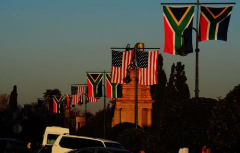 SA & US flags around the Union Buildings in preparation for a working visit by President Obama to SA. Source: GCIS