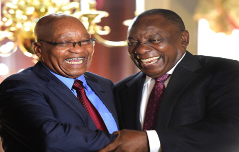 President Cyril Ramaphosa hosted a cocktail function at Tuynhuys in Cape Town to honour his predecessor Jacob Zuma.