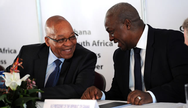 President Zuma and Ghanaian President John Mahama at the Business Forum. Source: GCIS