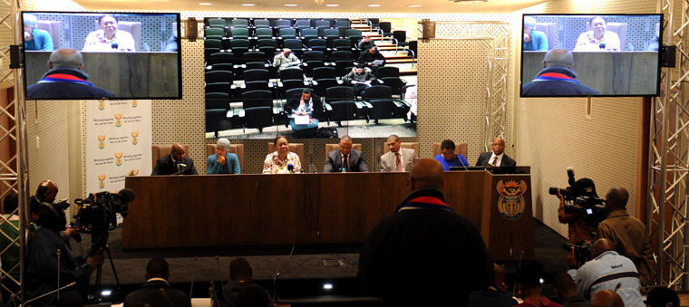 Minister of Home Affairs Naledi Pandor with Deputy Minister Fatima Chohan addressing media on introduction of smart card Identity Document. Held at Government Communication and Information System (GCIS) in Pretoria. Source: GCIS