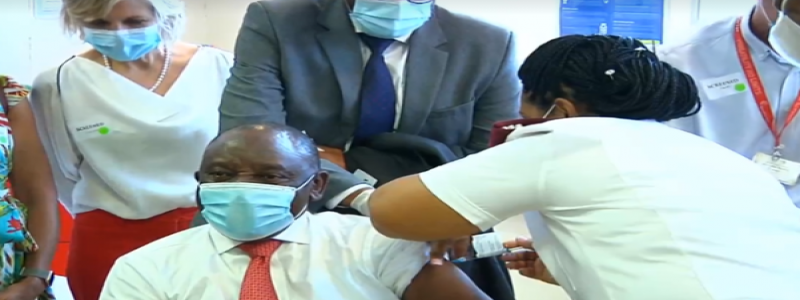 President Ramaphosa gets vaccinated against Coronavirus.