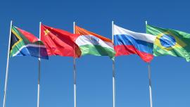 Flags of the BRICS nations.