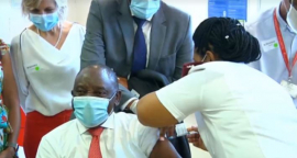 President Cyril Ramaphosa gets vaccinated.