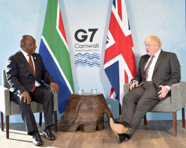 President Cyril Ramaphosa and UK Prime Minister Boris Johnson at the G7 Leaders' Summit.
