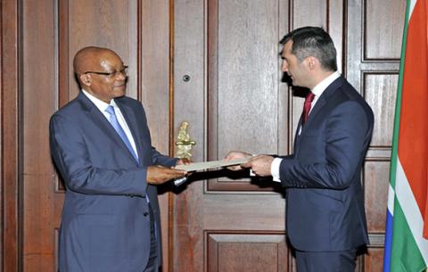 President Jacob Zuma receive Letters of Credence from Ambassador of Georgia, Beka Dvali. Source: DIRCO