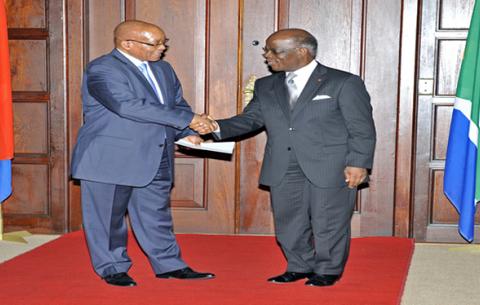 President Jacob Zuma receive Letters of Credence from Ambassador of Ivory Coast, Amos Koffi Djadan. Source: DIRCO