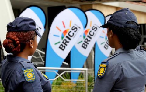 Police officials deployed at the Brazil, Russia, India, China and South Africa (Brics) Summit at Albert Luthuli International Convention Centre in the Ethekwini Metro, Durban. Source: GCIS