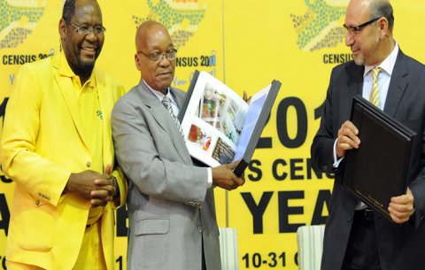 President Jacob Zuma and Minister Trevor receiving the Census 2011 report from Manuel Statistician General Pali Lehohla Source: GCIS