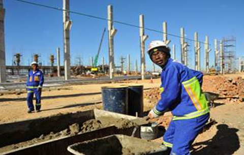 A worker on site at a Chinese car and truck manufacturer First Automobile Works’ (FAW) new plant in Zone 2 of the Coega Industrial Development Zone (IDZ). Source: Coega Development Corporation