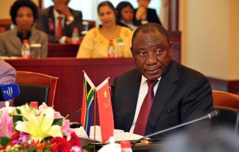 Deputy President Cyril Ramaphosa and Executive President of the Chinese Academy of Governance, Ma Jiantang in Beijing, China