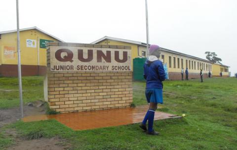 A pupil enters Qunu Junior Secondary school where Mandela attended his fist day of school. It is at the school where he was given the name Nelson. Source: SAnews
