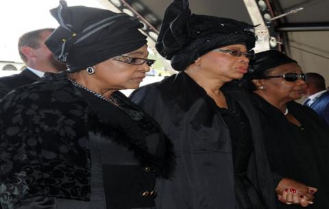 Winnie Madikizela Mandela and Mandela's wife Graca Machel entering the funeral venue, Qunu. Eastern Cape. Source: GCIS 