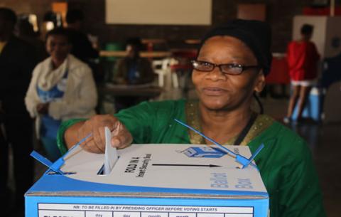 North West Premier Thandi Modise votes in the 2014 Election.