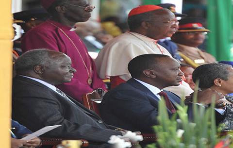 President Mwai Kibaki with President elect Uhuru Kenyatta were joined by several African heads of state who attended the inauguration ceremony held at the Kasarani sports complex in Nairobi. Source: GCIS