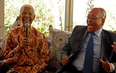 Nelson Mandela and President Jacob Zuma on Madiba's 91st birthday