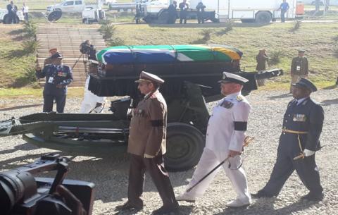 Former President Nelson Mandela’s coffin as it arrived at the funeral venue. Source: SAnews 