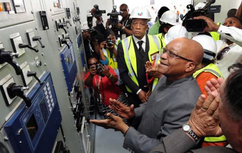 President Zuma with Energy Minister Ben Martins at the newly built runway at Umthatha airport. Source: GCIS