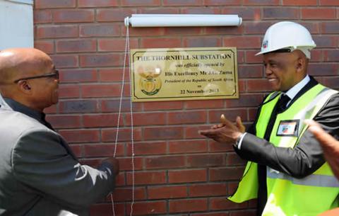 President Zuma with Energy Minister Ben Martins at the Thornhill substation in Umthatha. Source: GCIS