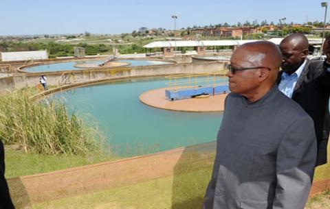 President Zuma at the Thornhill Water Purification Plant in Mthatha. Source: GCIS