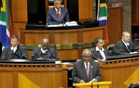 Namibian President Hifikepunye Pohamba addressing Parliament. Source: GCIS