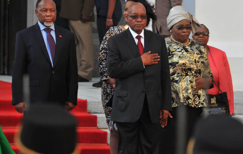 National Assembly Speaker Max Sisulu, President Jacob Zuma and his wife Sizakele Zuma. Source: GCIS
