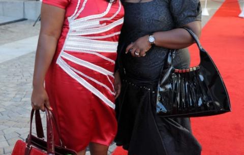 Khensani Kubayi and Nomalungelo Gina pose for photographers on arrival at Parliament. Source: GCIS