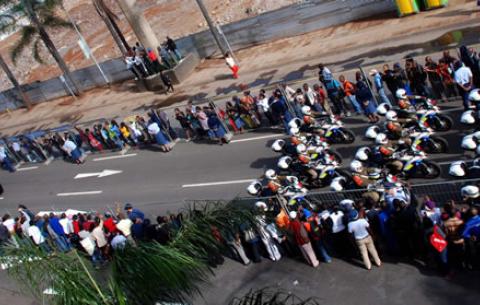 Mandela's coffin passing Madiba street to Union Buildings. Source: GCIS