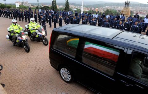 Madiba’s casket leaves the Union Buildings to go back to 1 Military Hospital in Pretoria. Source: GCIS