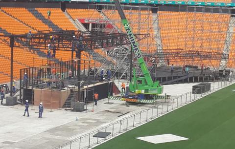 Preparations for the Memorial Service at FNB Stadium. 