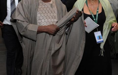 Former Nigerian President Olusegun Obasanjo at Madiba memorial, FNB Stadium. Source: GCIS