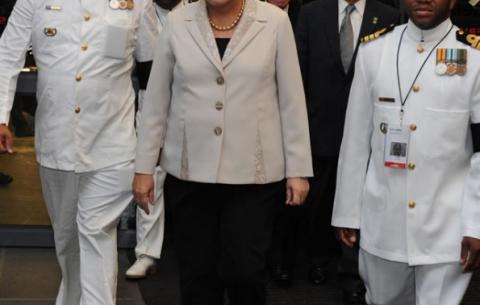 Brazil President Dilma Rousseff at Madiba memorial, FNB Stadium. Source: GCIS