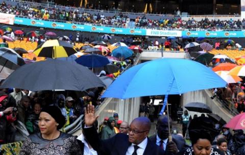Thobeka Zuma, President Zuma and Bongi Zuma at the Madiba memorial