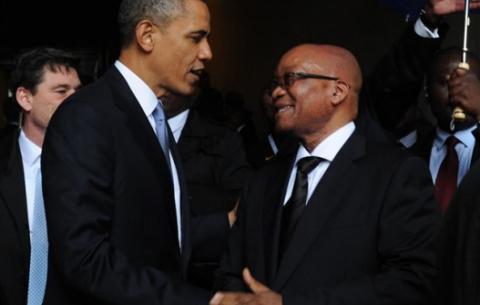 US President Barack Obama and President Zuma at Madiba memorial. Source: GCIS