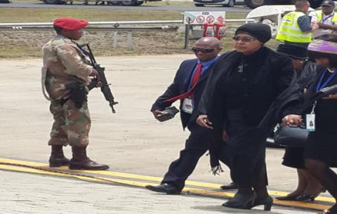 Winnie Madikizela Mandela arrives at Mthatha Airport ahead of the arrival of Madiba's body. Source: SAnews