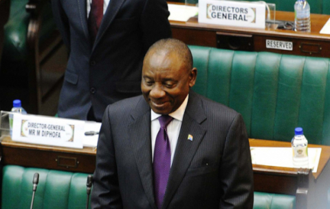 President Cyril Ramaphosa in the National House of Traditional Leaders. 