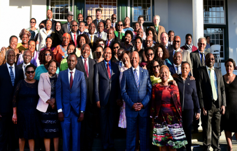 President Cyril Ramaphosa hosted a cocktail function at Tuynhuys in Cape Town to honour his predecessor Jacob Zuma.