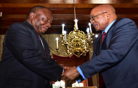 President Cyril Ramaphosa hosted a cocktail function at Tuynhuys in Cape Town to honour his predecessor Jacob Zuma.