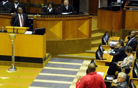 President Cyril Ramaphosa during oral replies at the National Assembly in Parliament, Cape Town.