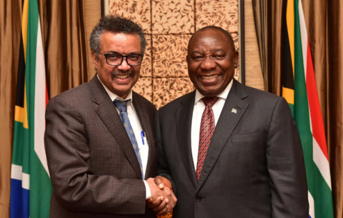 WHO DG Dr Tedros Adhanom Ghebreyesus meets President Ramaphosa on the sidelines of the 17th World Conference on Tobacco.
